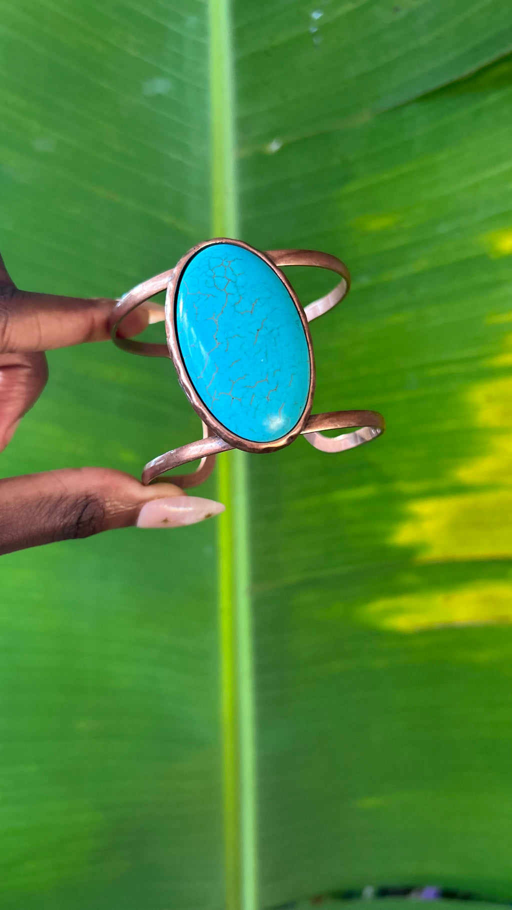 Oval Turquoise Copper Cuff Bracelet