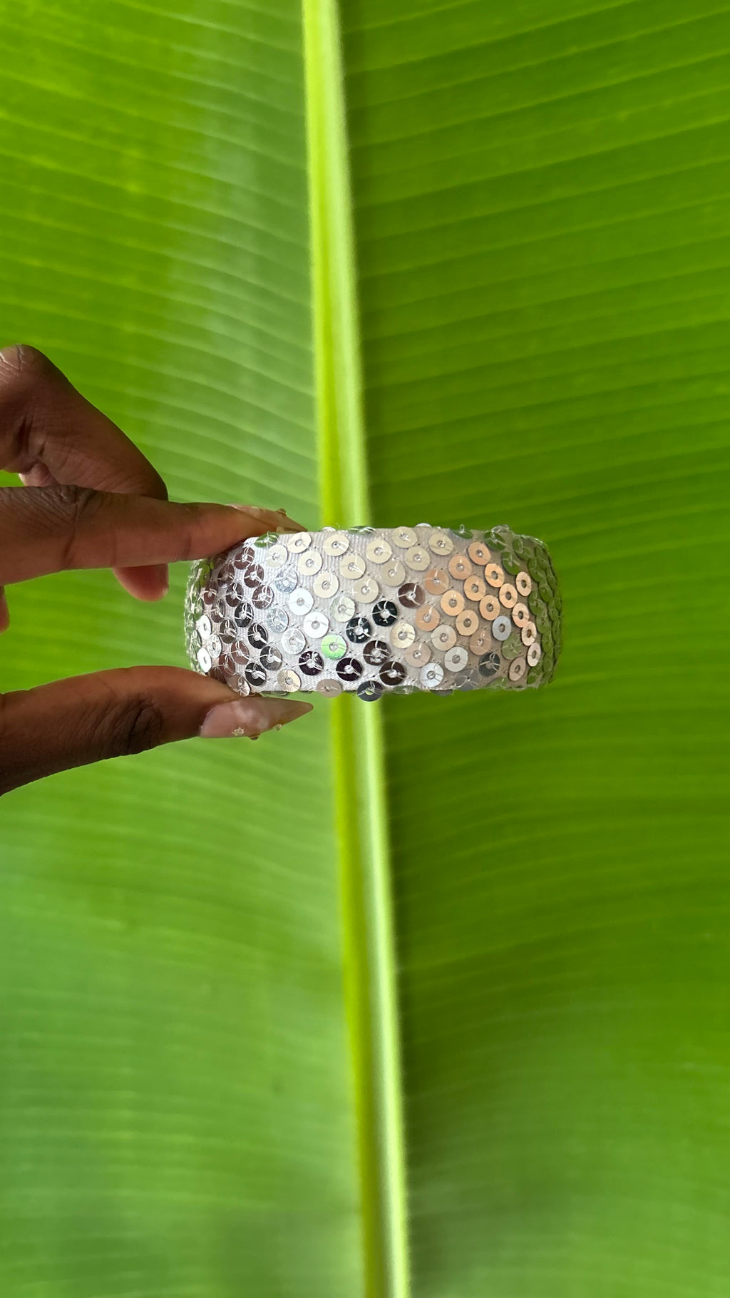 Y2K silver sequin bangle