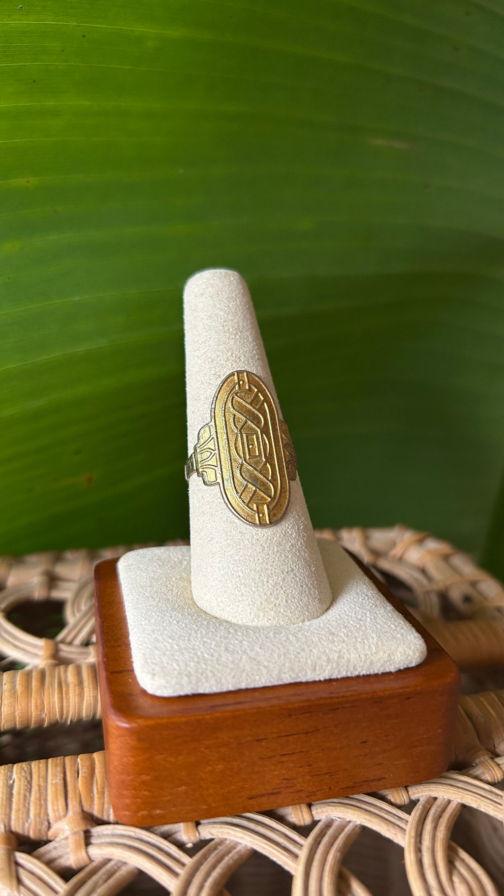 Gold shield boho ring