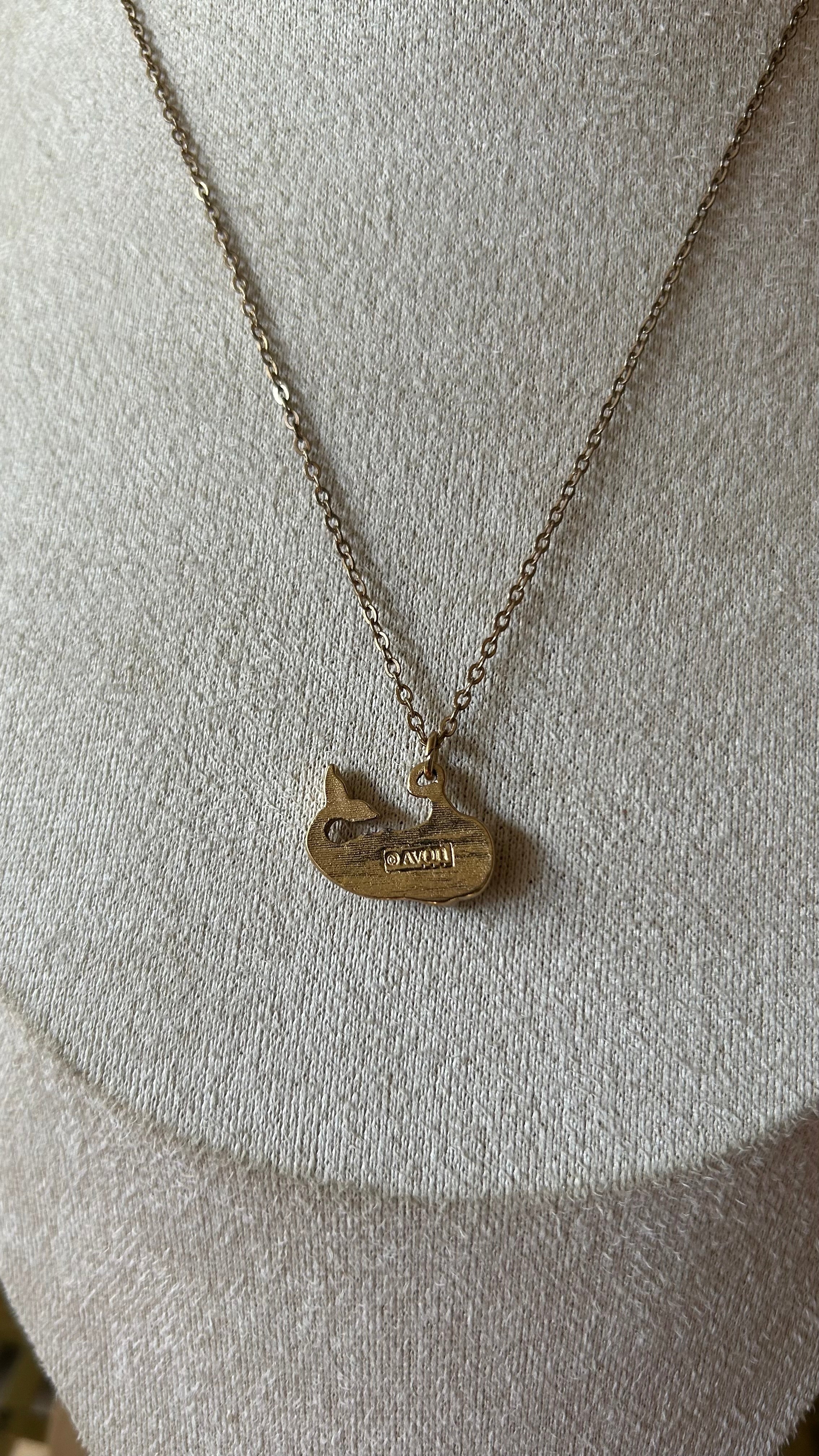 Vintage AVON whale gold necklace