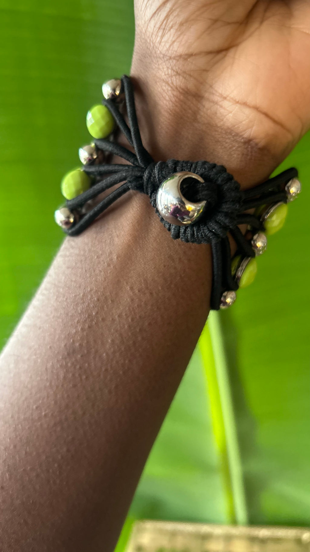 Silver Green beaded bracelet