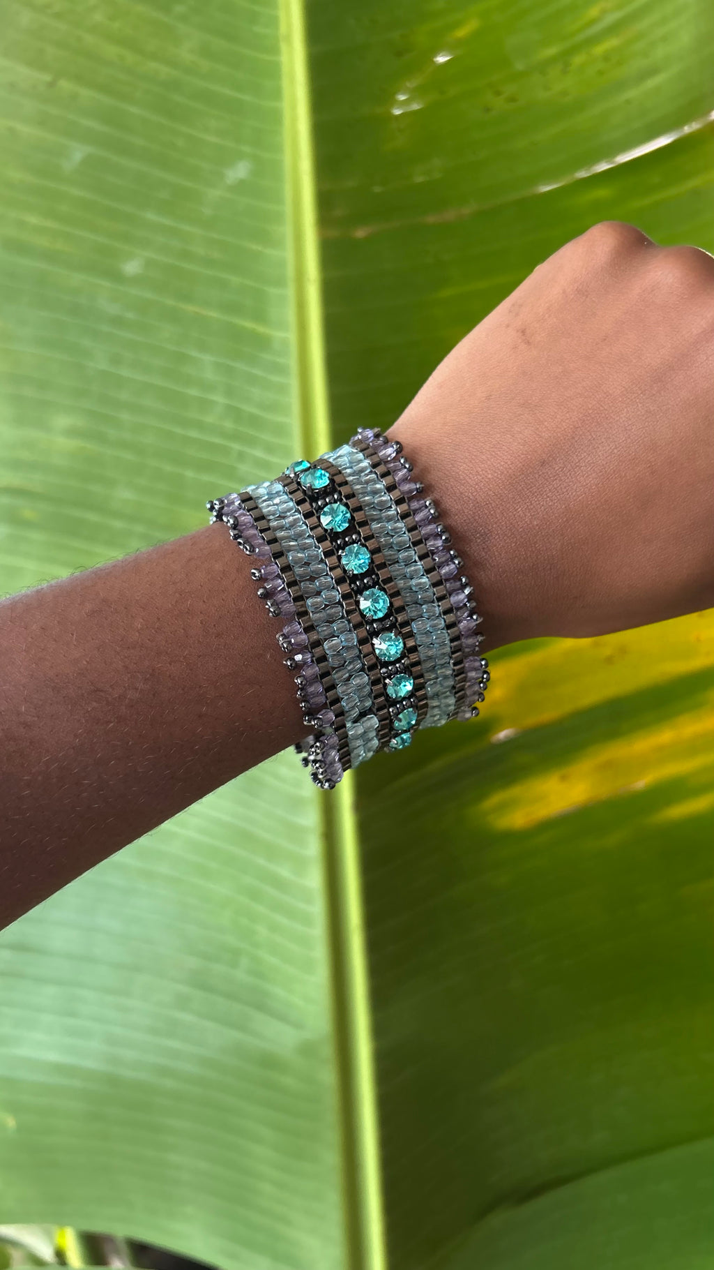 Aqua Beaded Wrap Bracelet