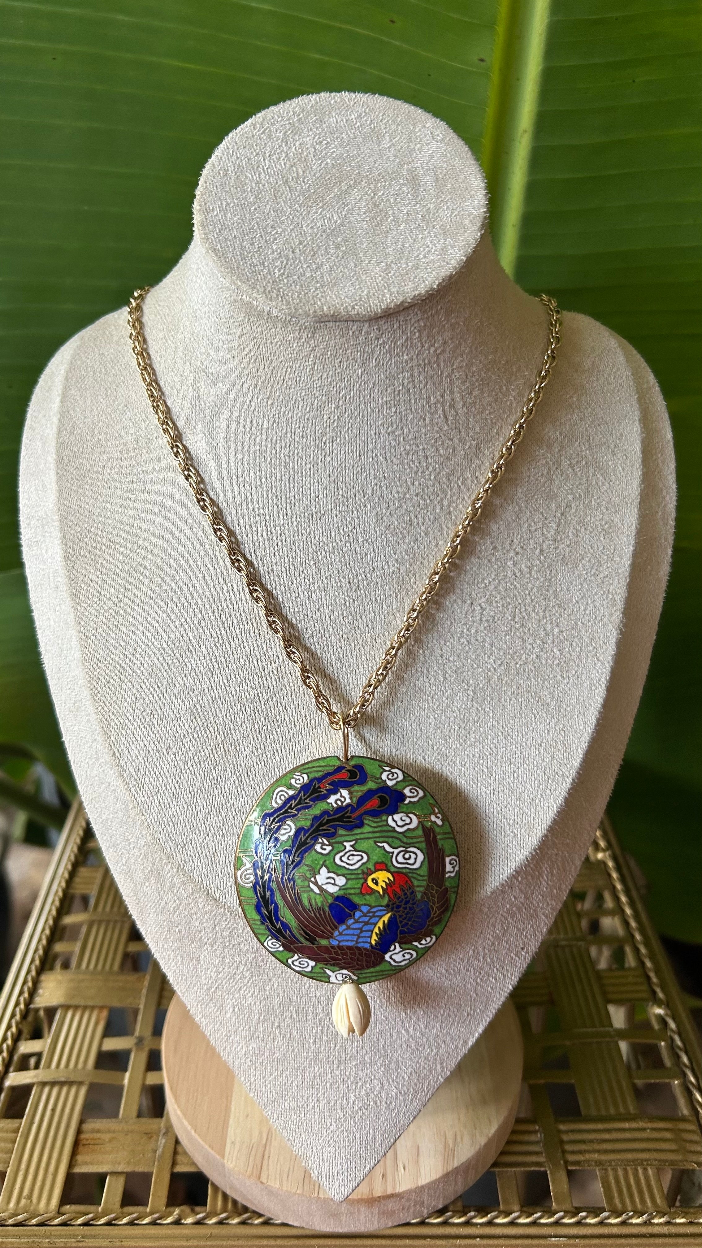 Cloisonné Rooster necklace