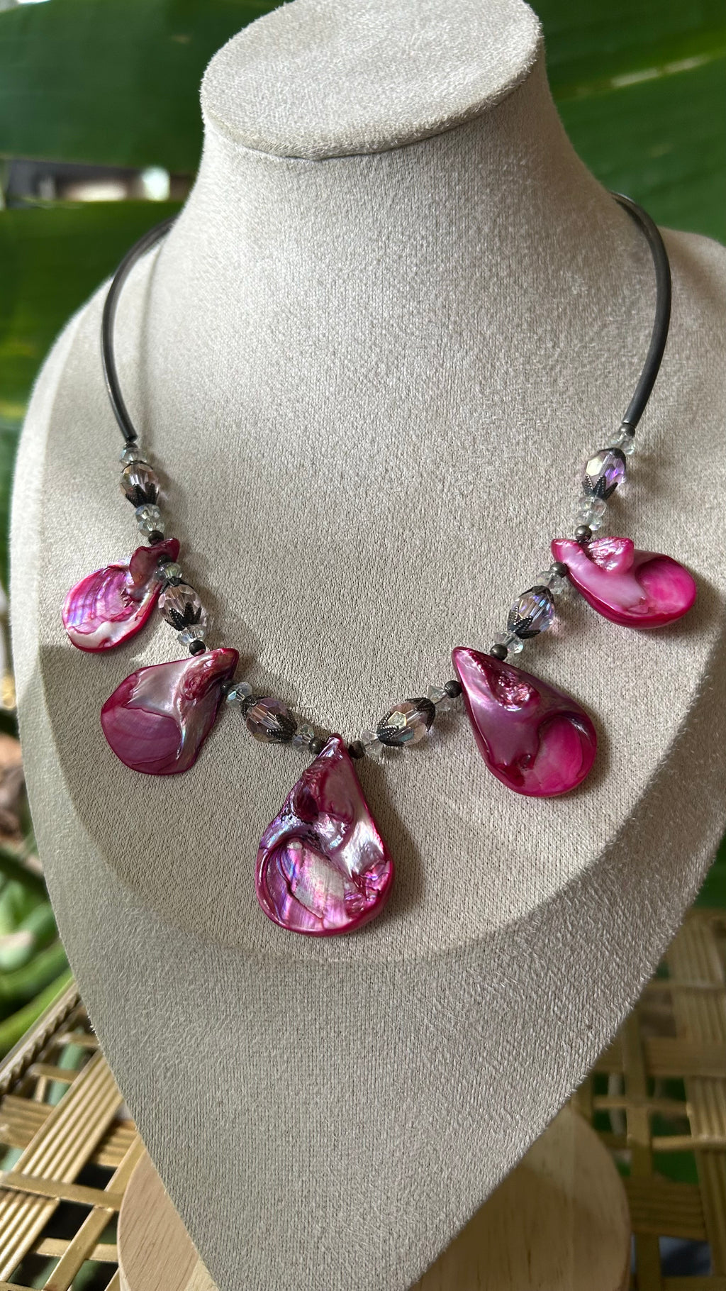 Pink Marbled shell necklace