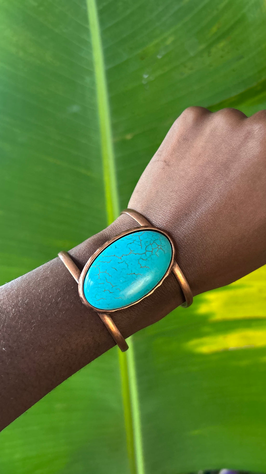 Oval Turquoise Copper Cuff Bracelet