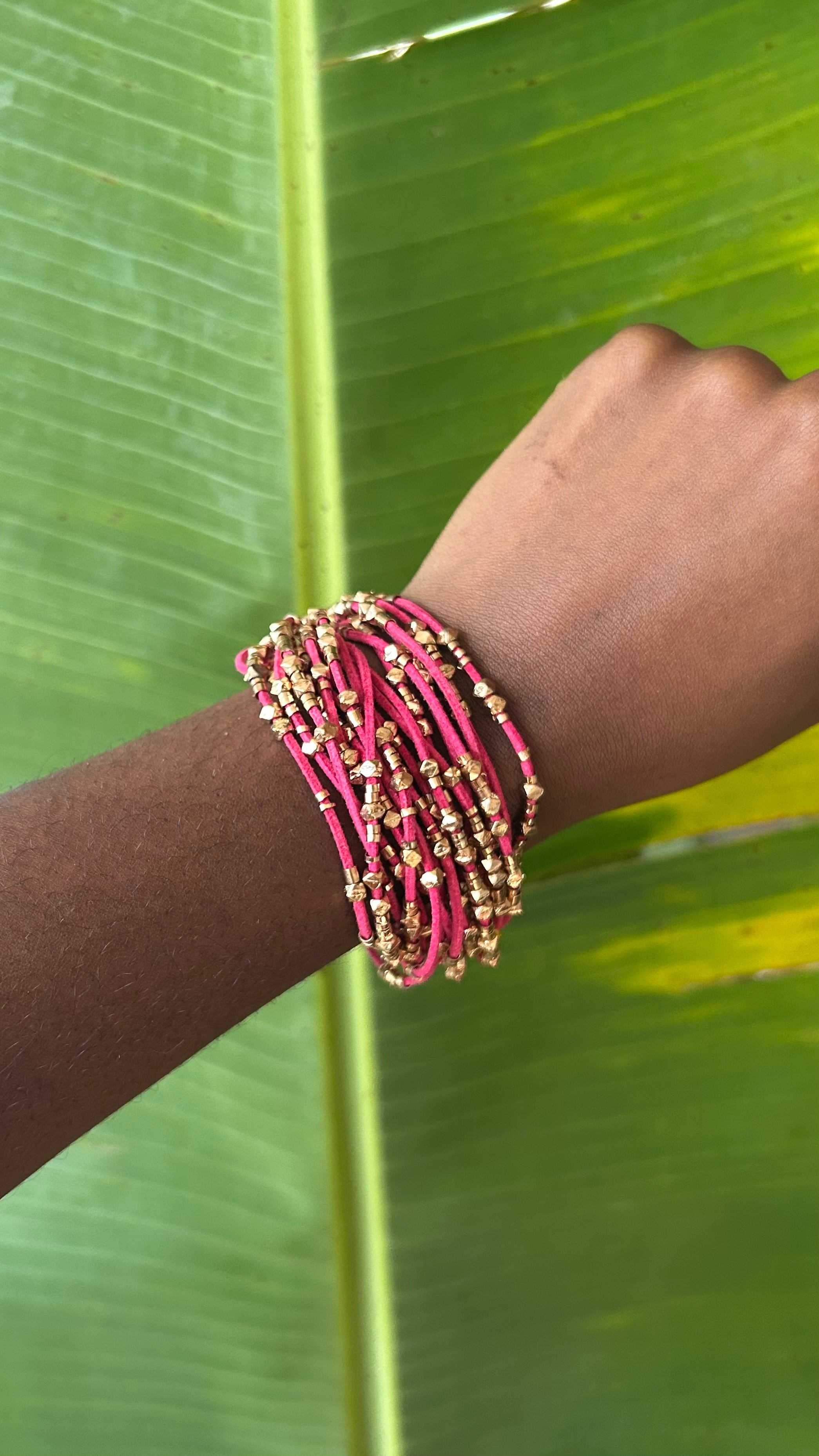 Pink golden nugget Wrap bracelet