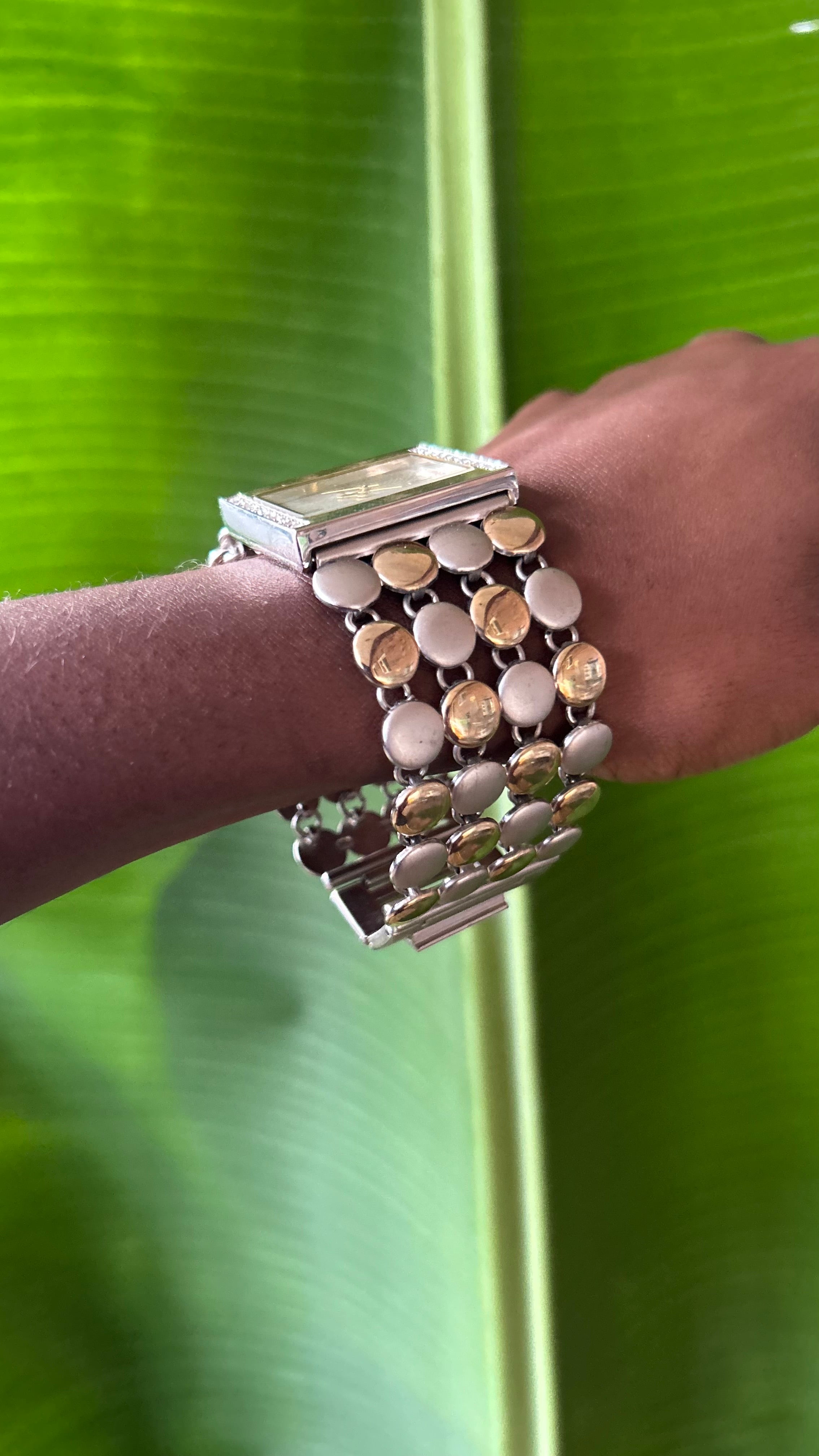 Geneva Chic Gold silver Disc Bracelet Watch