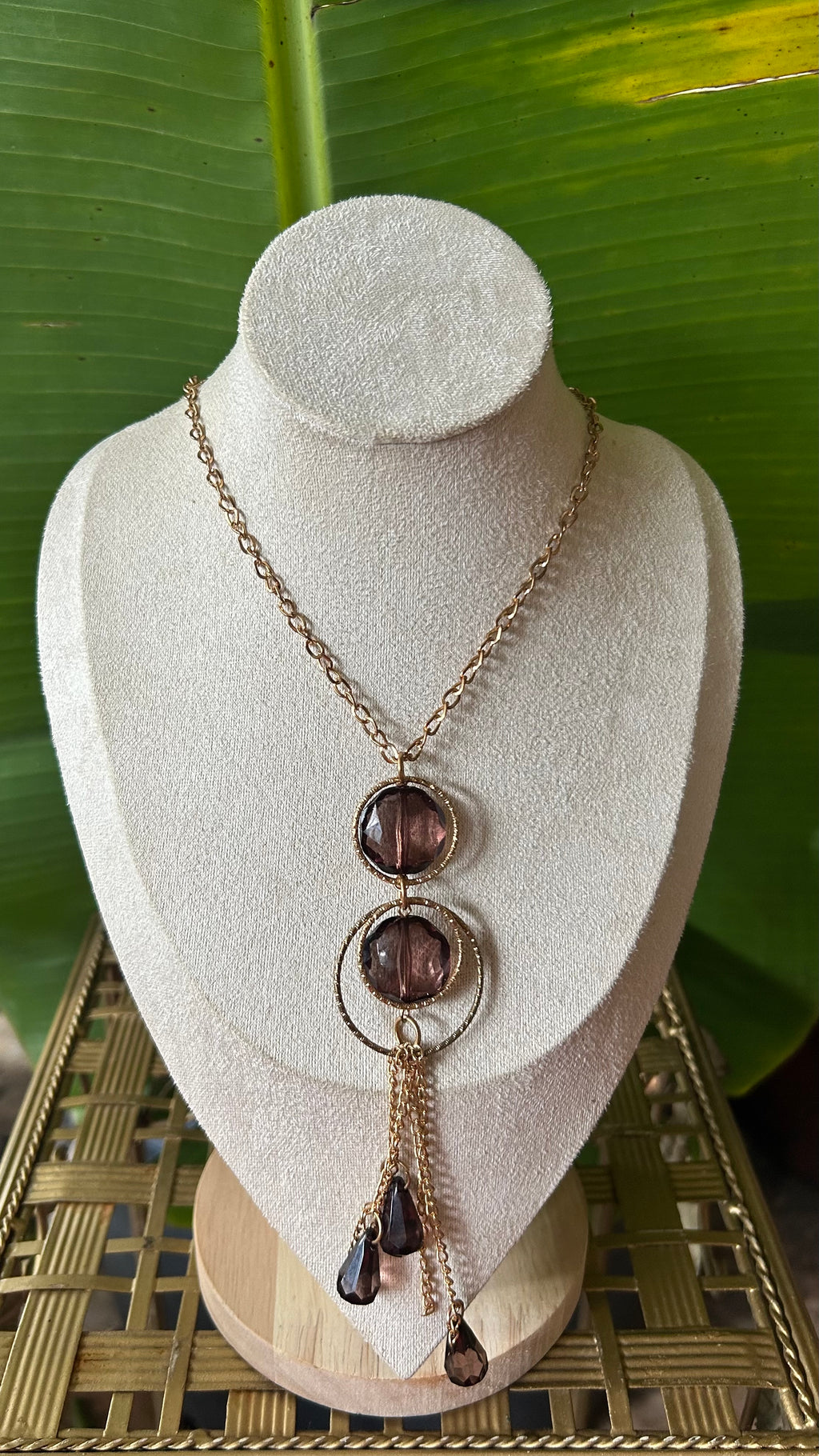 Smoky Velvet Drop tassel Necklace