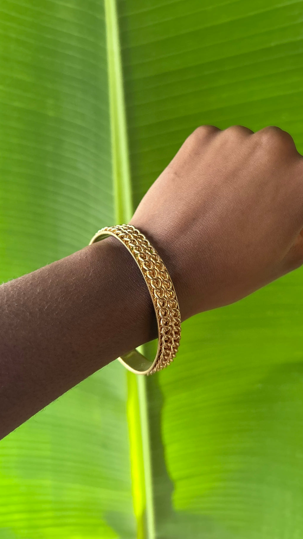 Gold chain bangle