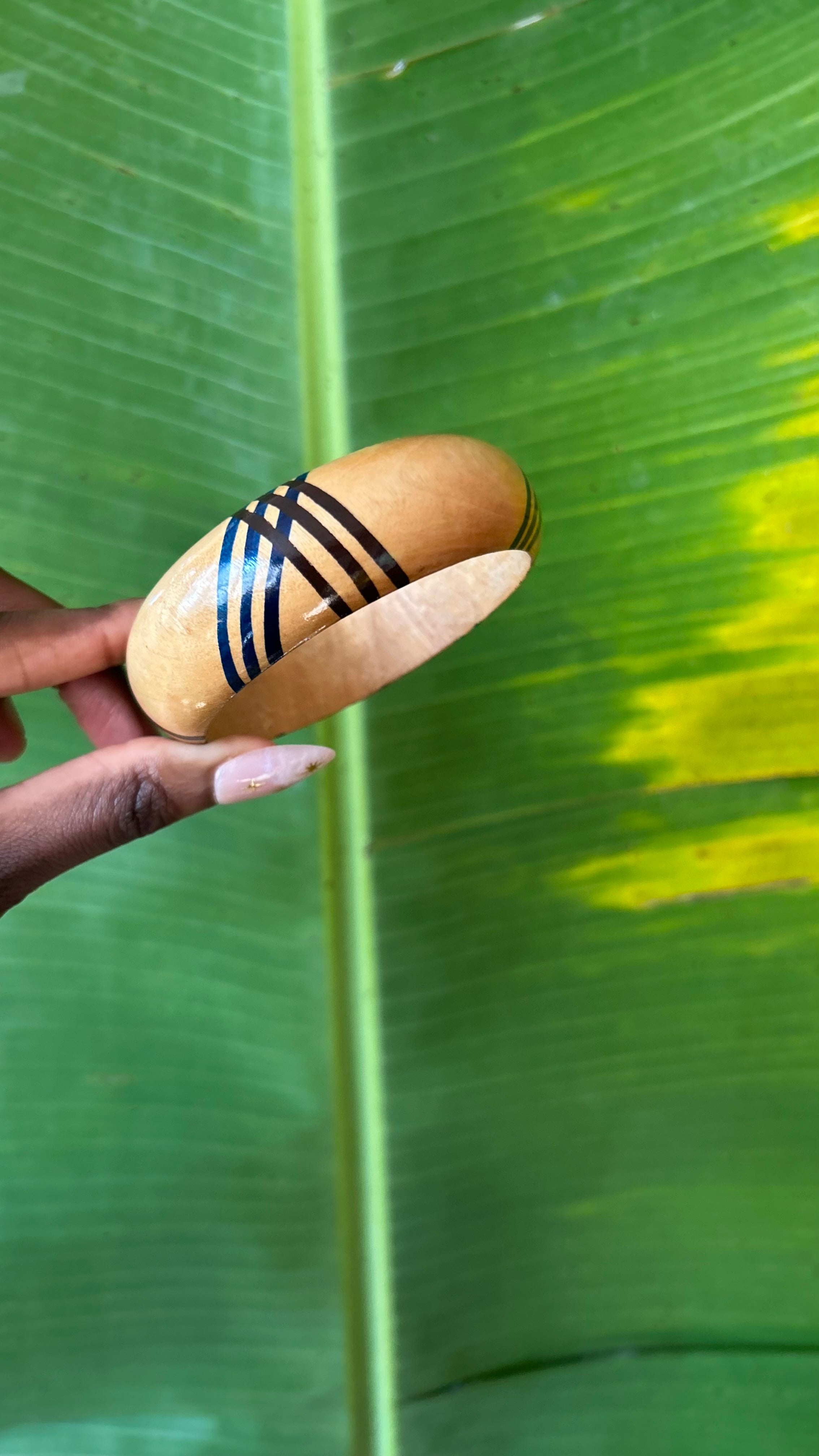 Wood striped bangle