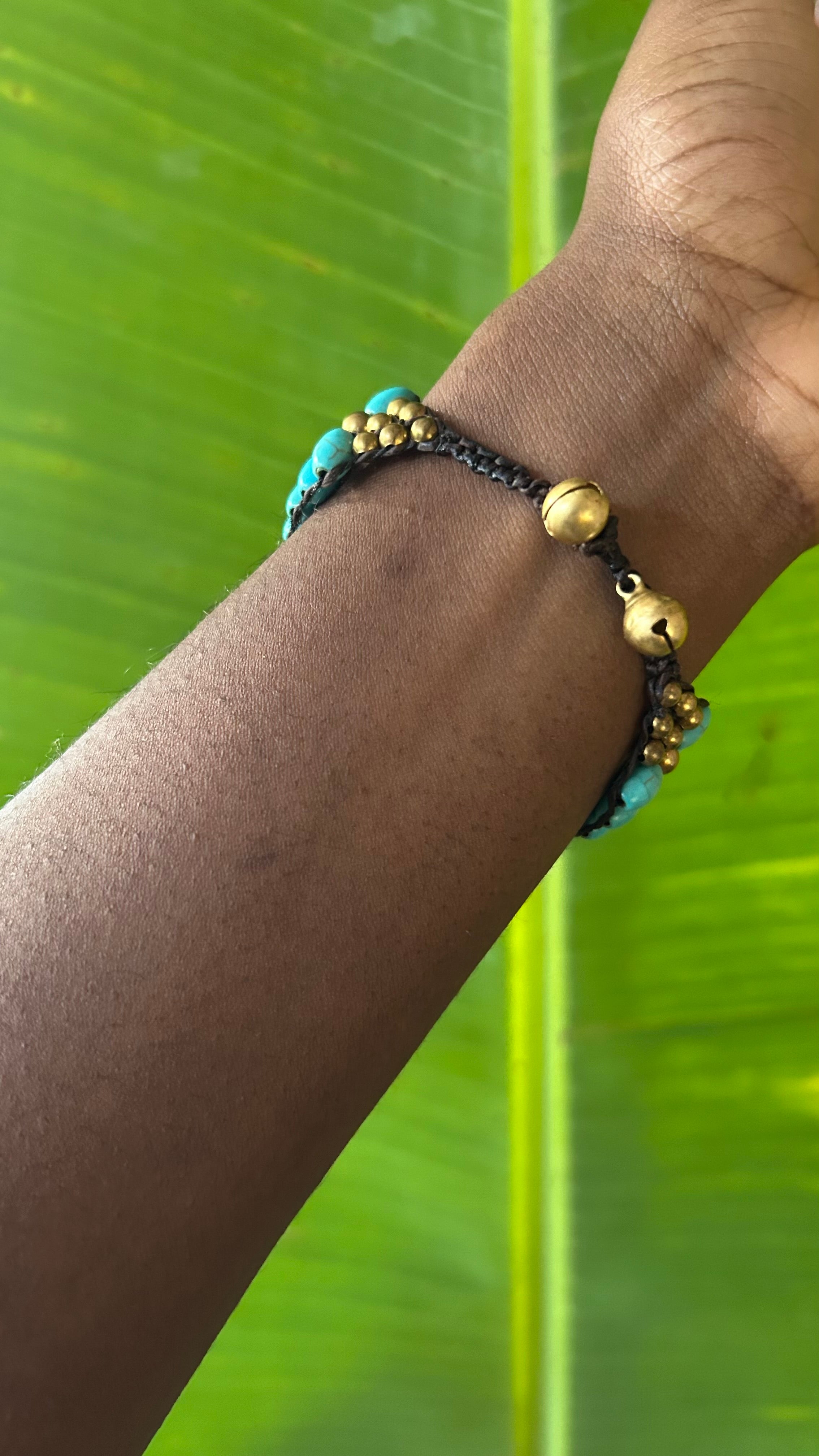 Bohemian turquoise bronze beaded bracelet