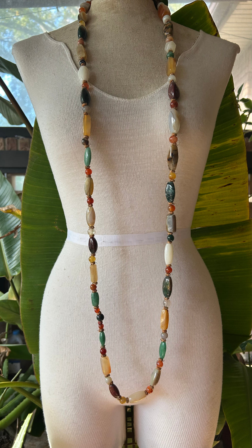 Earth-Toned Glass Beaded Necklace