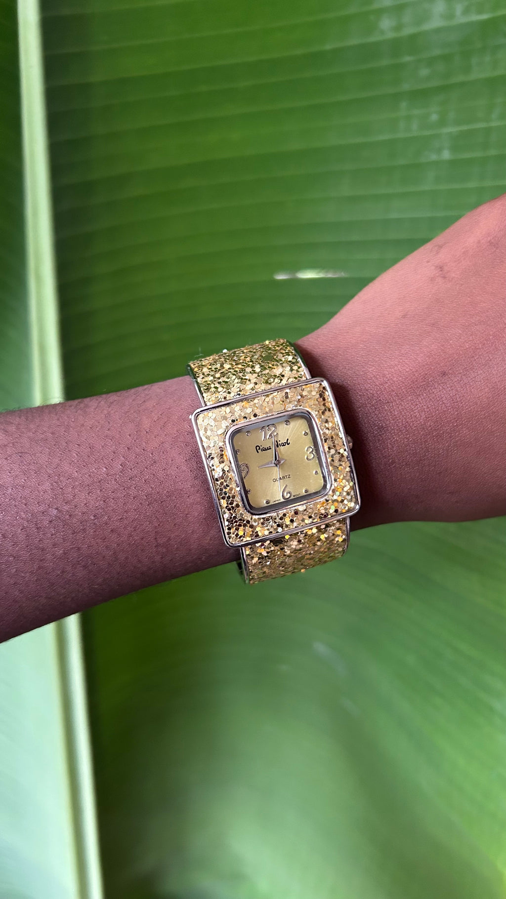 Y2K Pierre Nicol Gold glitter watch