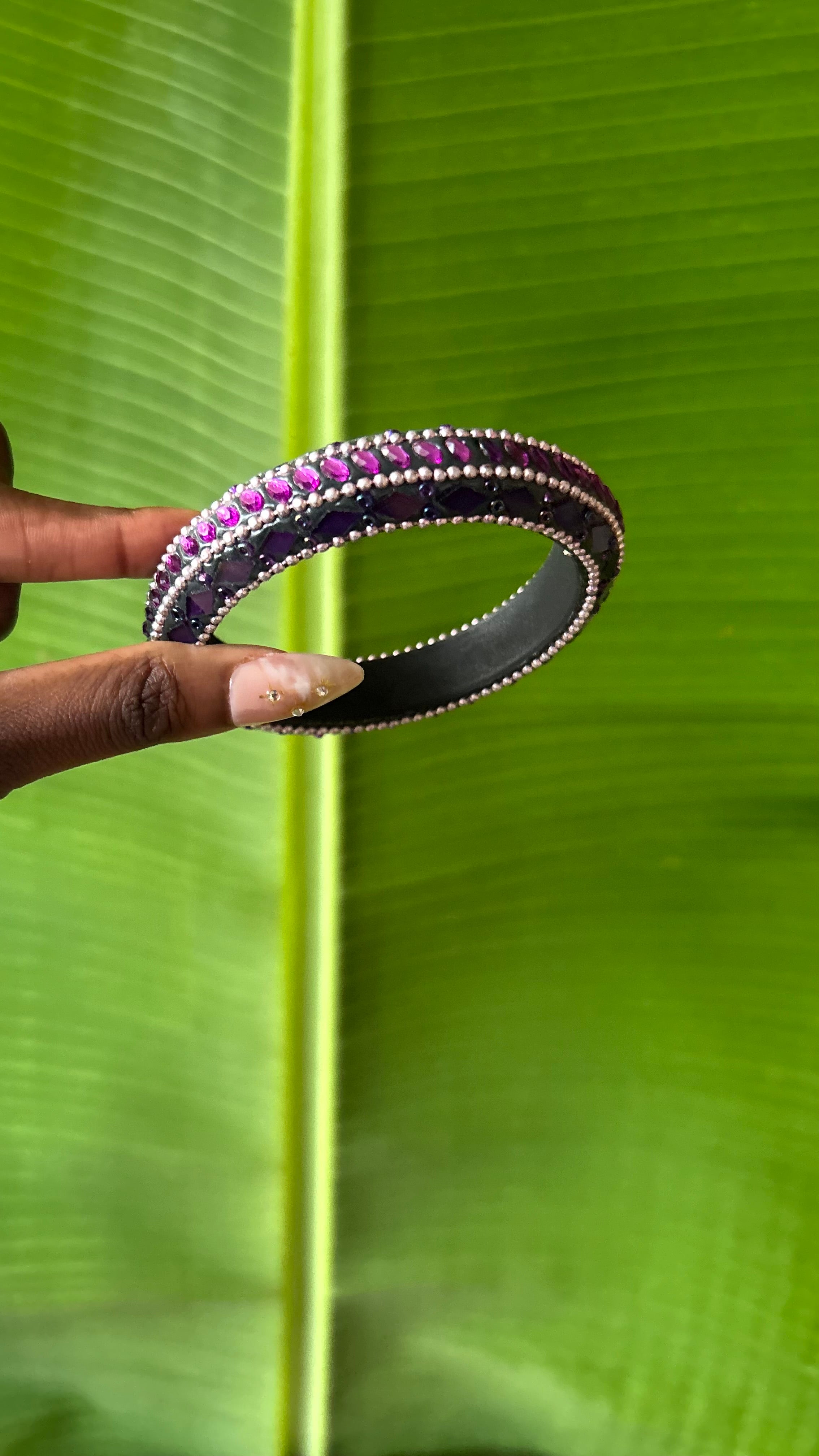 Purple beaded bangle