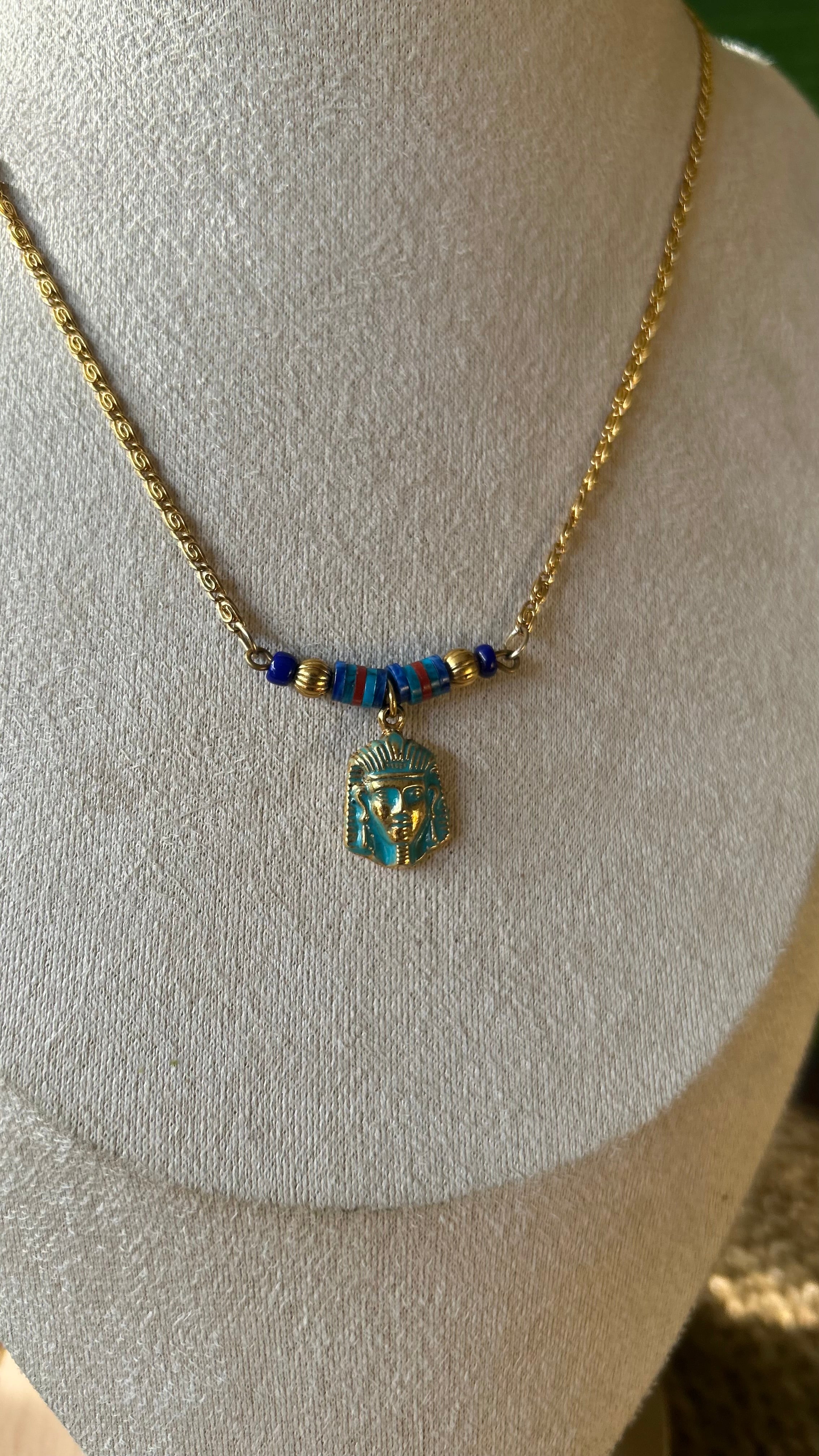 Pharaoh turquoise Blue beaded Necklace