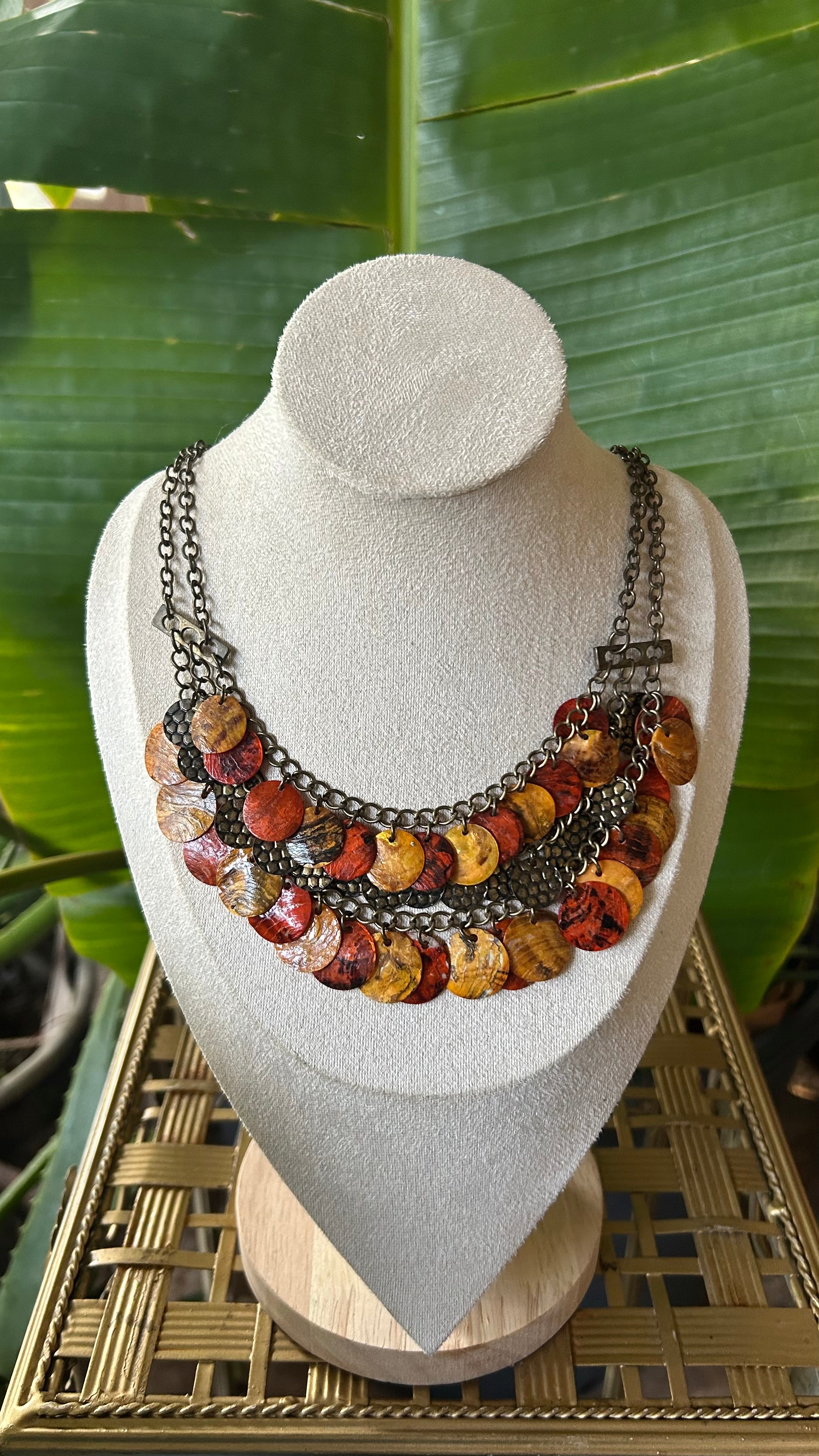 Wildflower ember Layered Disc Necklace