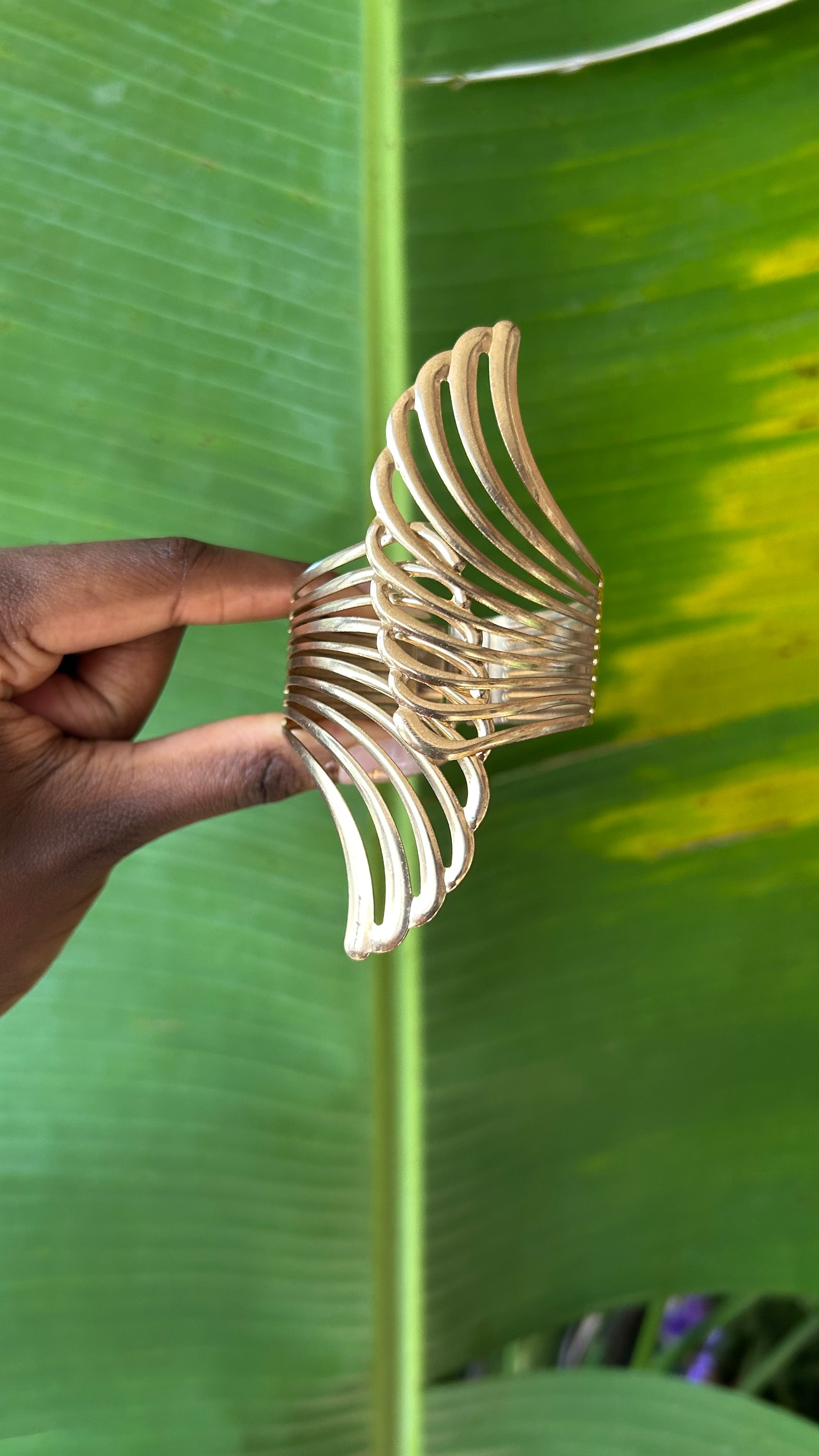 Gold winged Cuff Bracelet