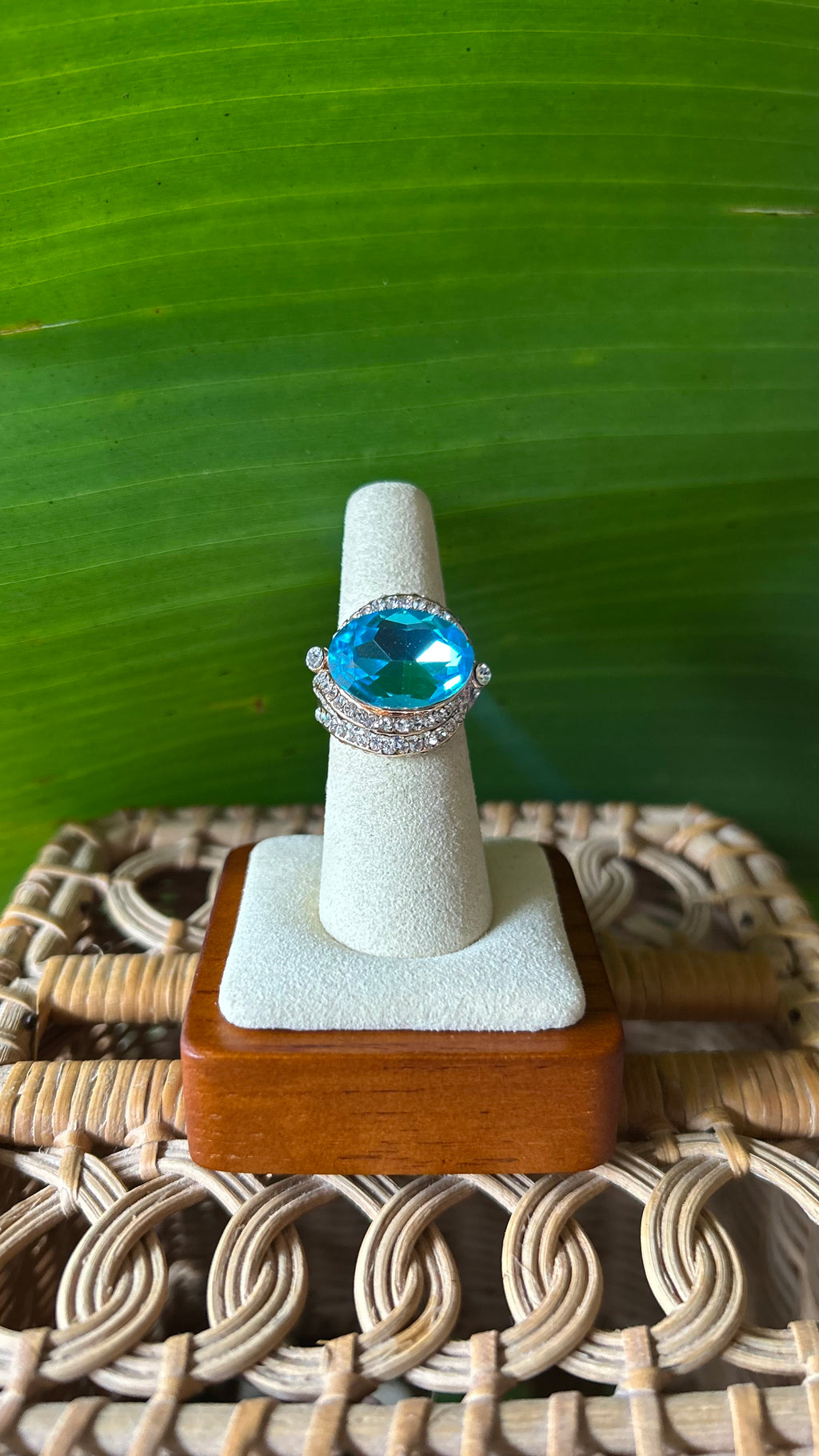 Capri blue crystal ring