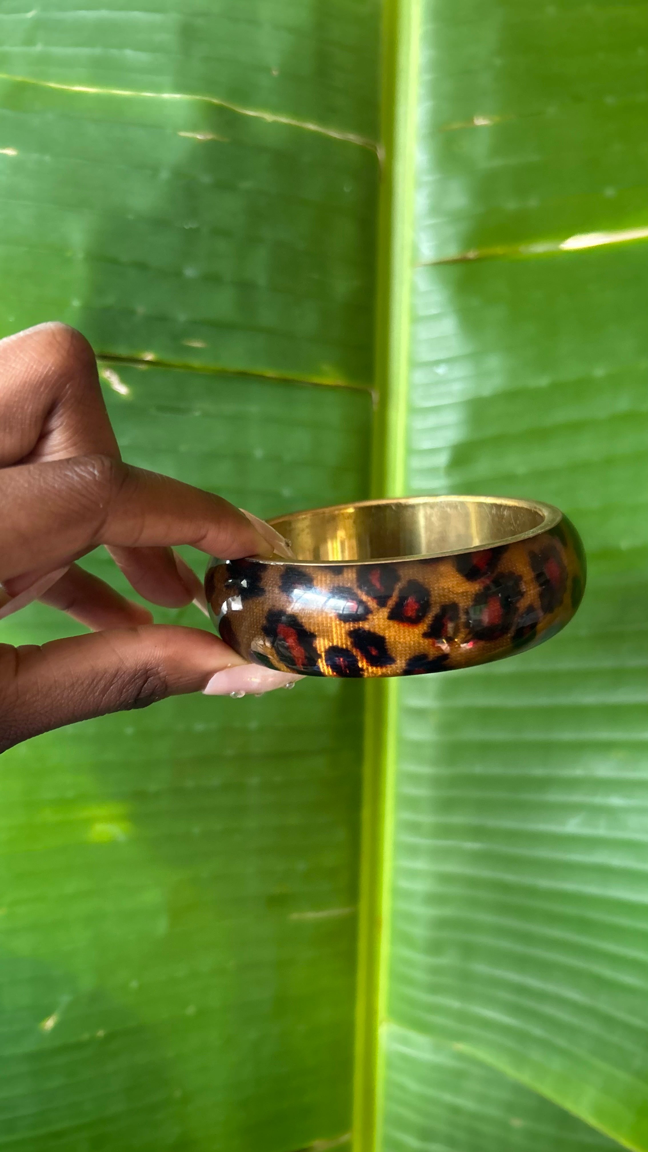 Leopard print brass Bangle