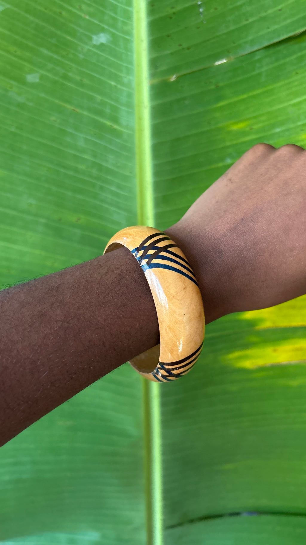 Wood striped bangle