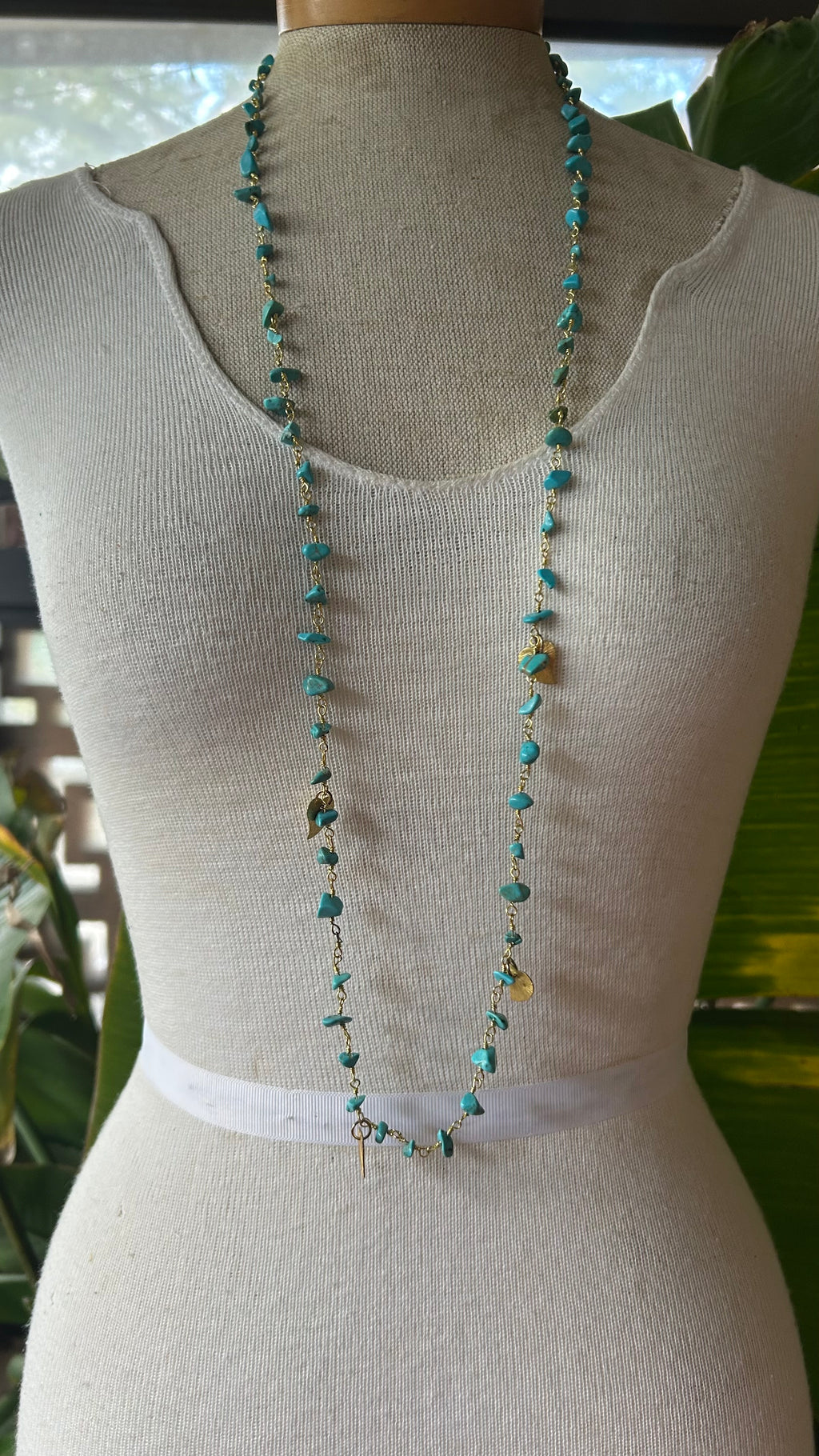 Goldstone Turquoise chips necklace