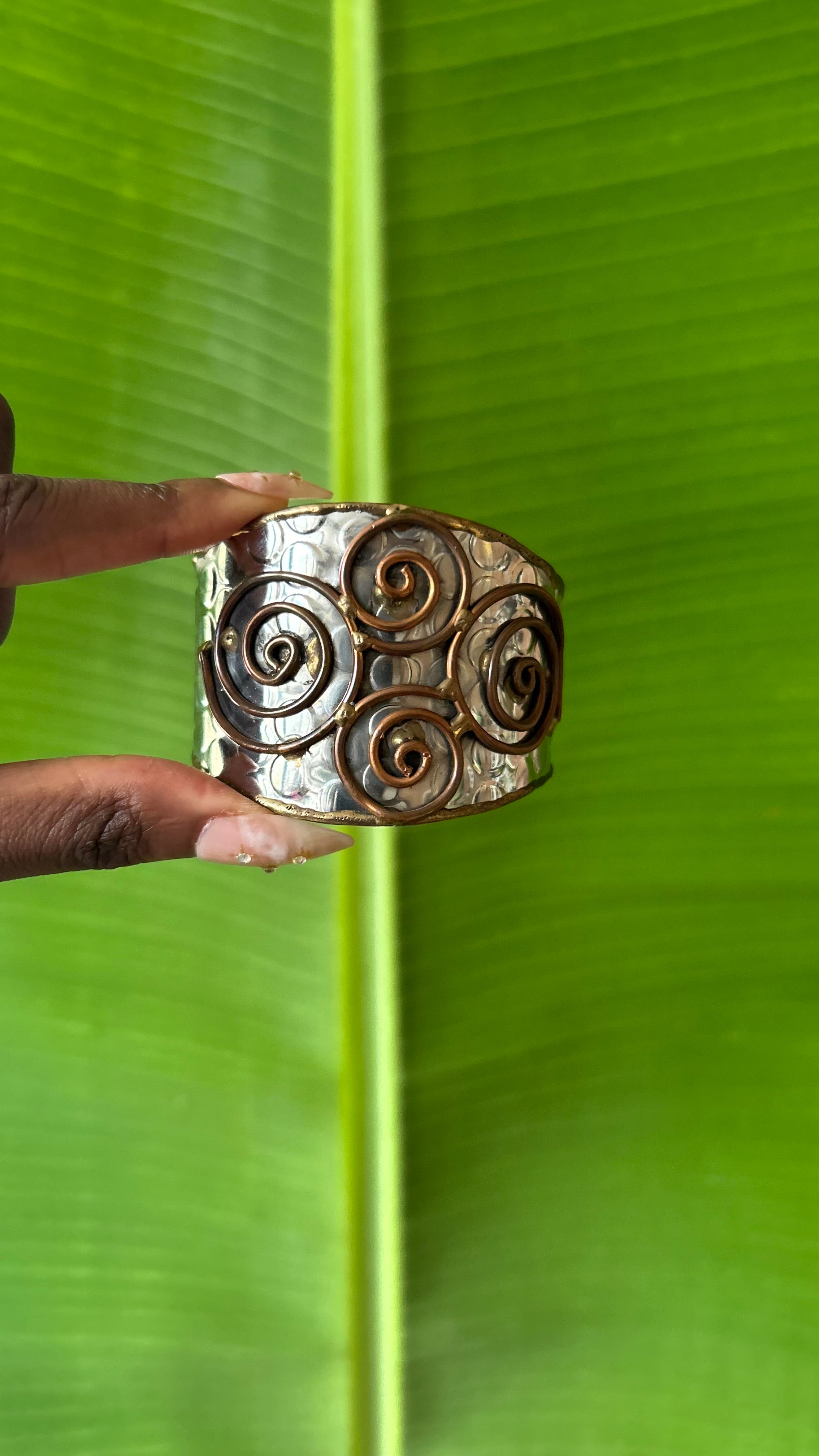 Copper spiral adjustable cuff