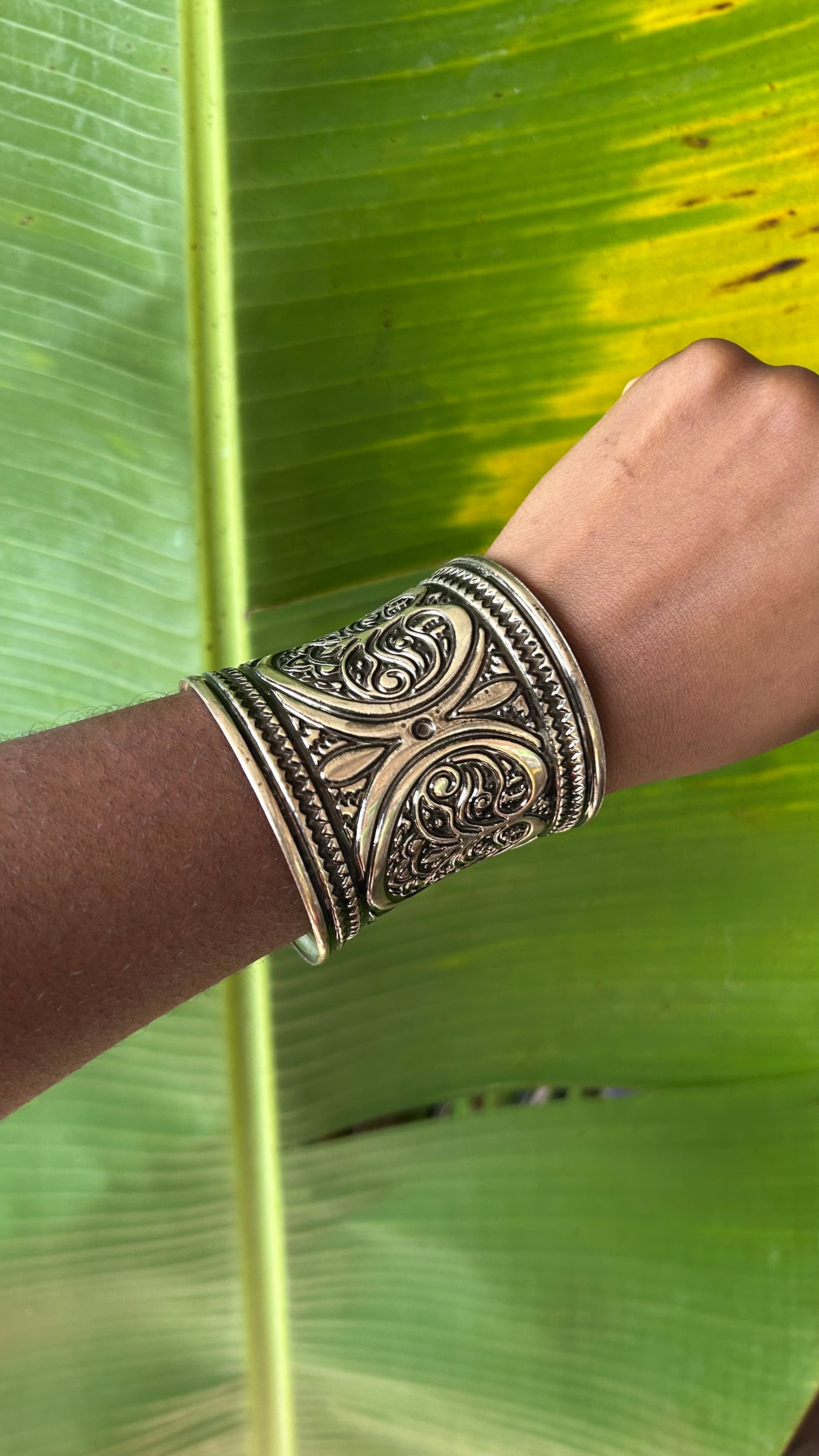 Bohemian Moonleaf silver adjustable Cuff