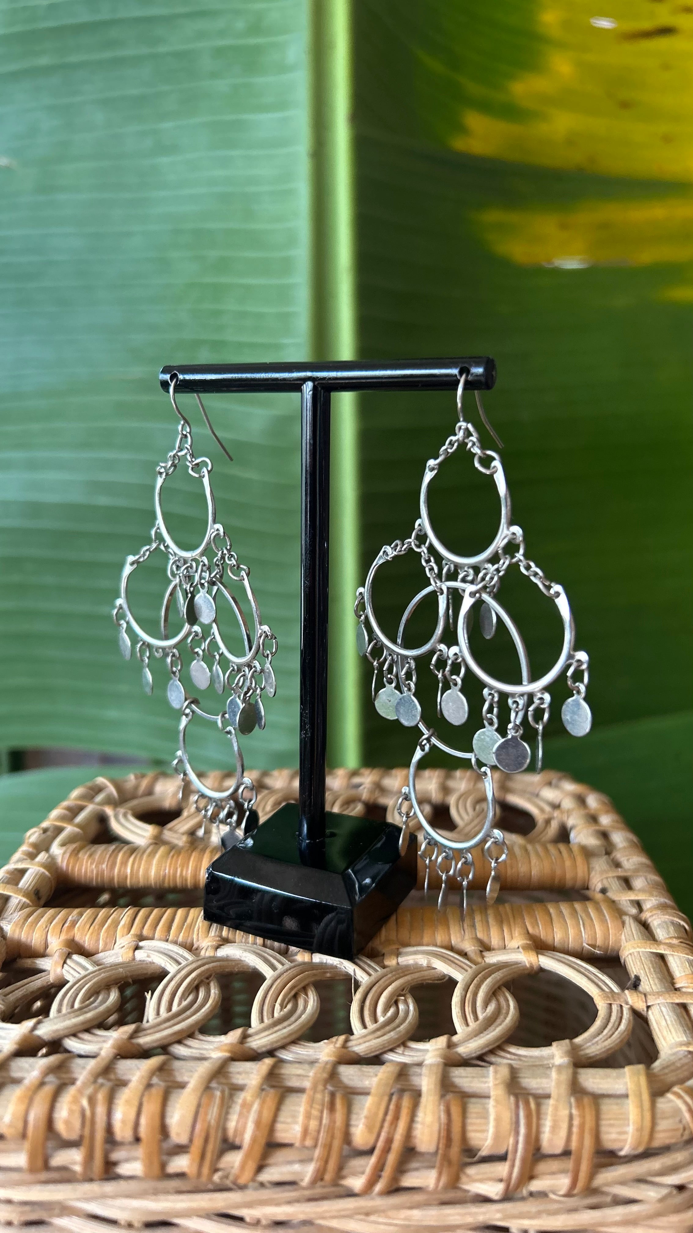 Silver chandelier dangle earrings