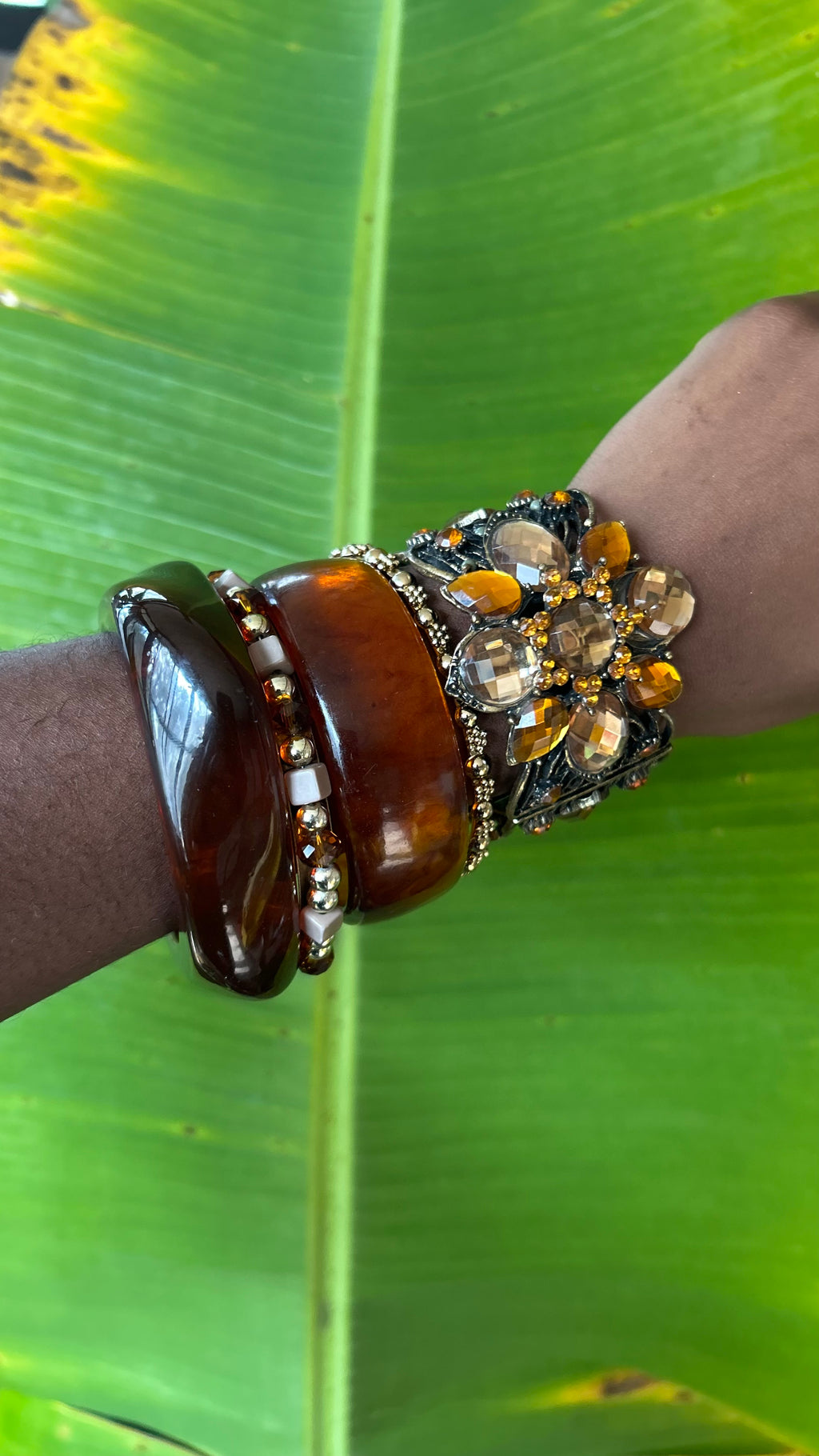 Honey Citrine Blossom Bangle stack