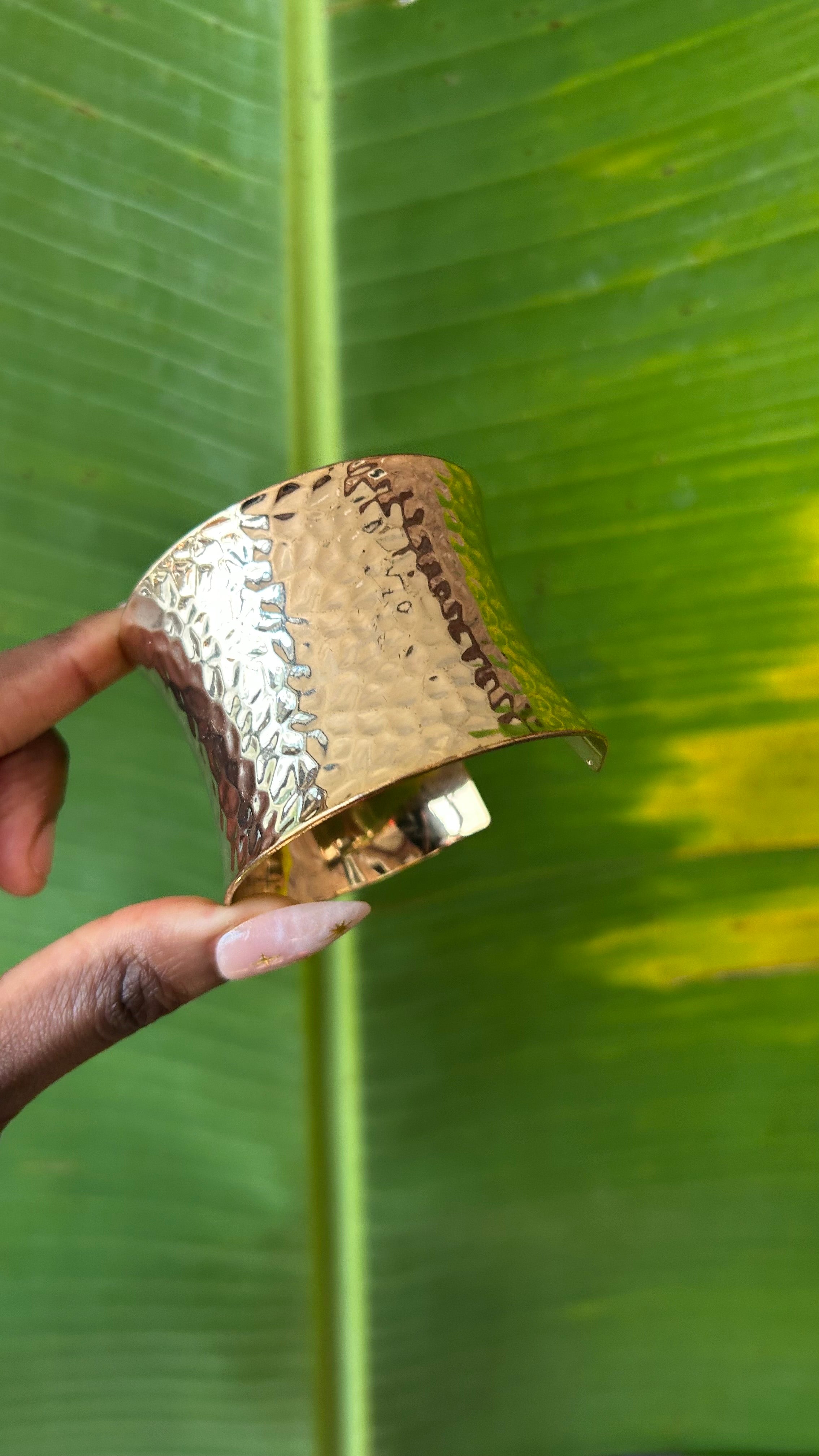 Gold hammered adjustable cuff