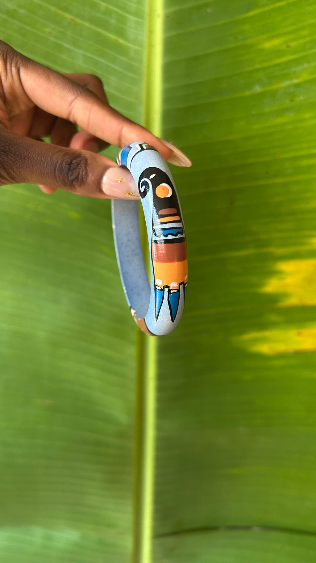 Handpainted Bird wooden bangle