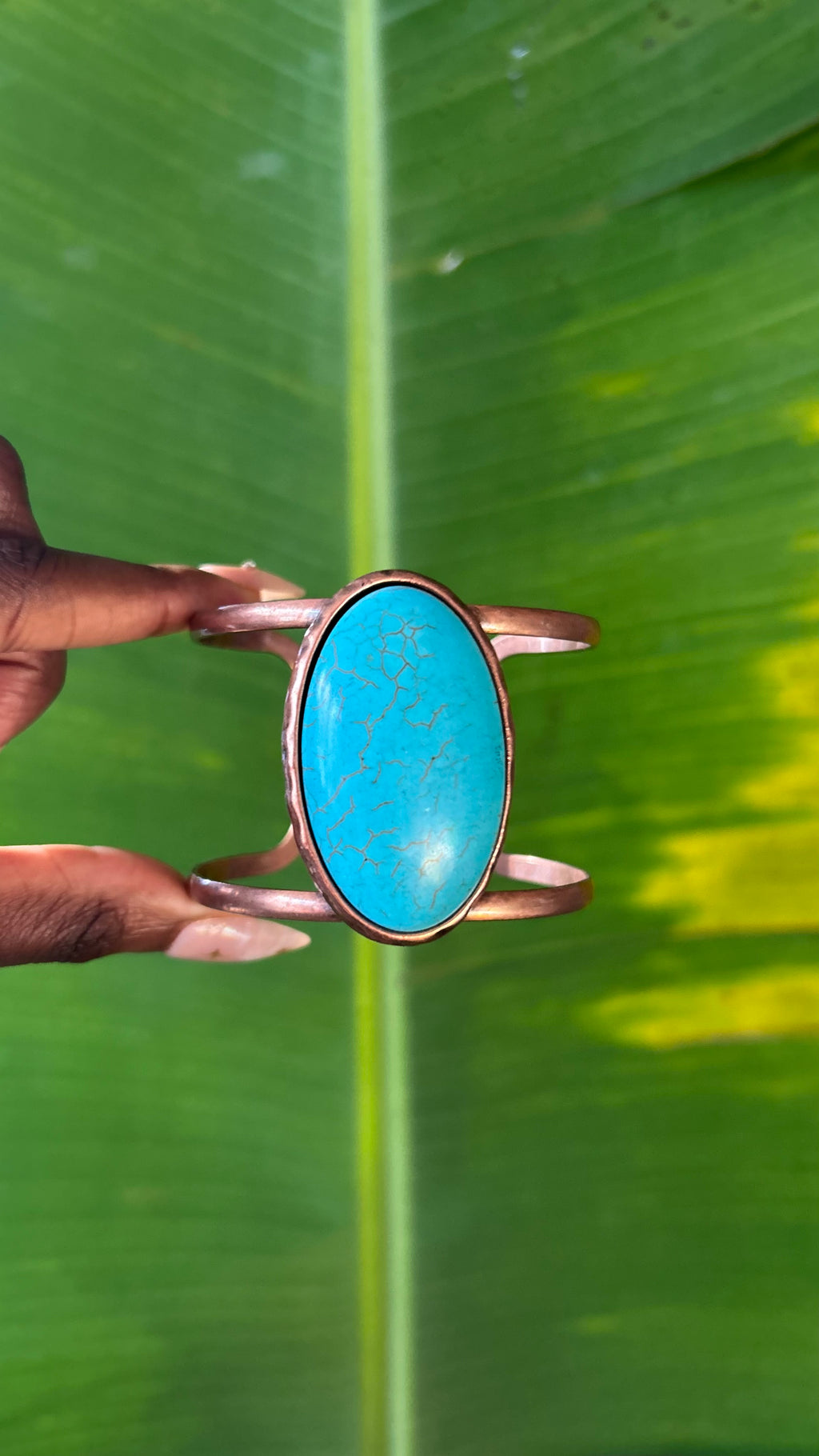 Oval Turquoise Copper Cuff Bracelet