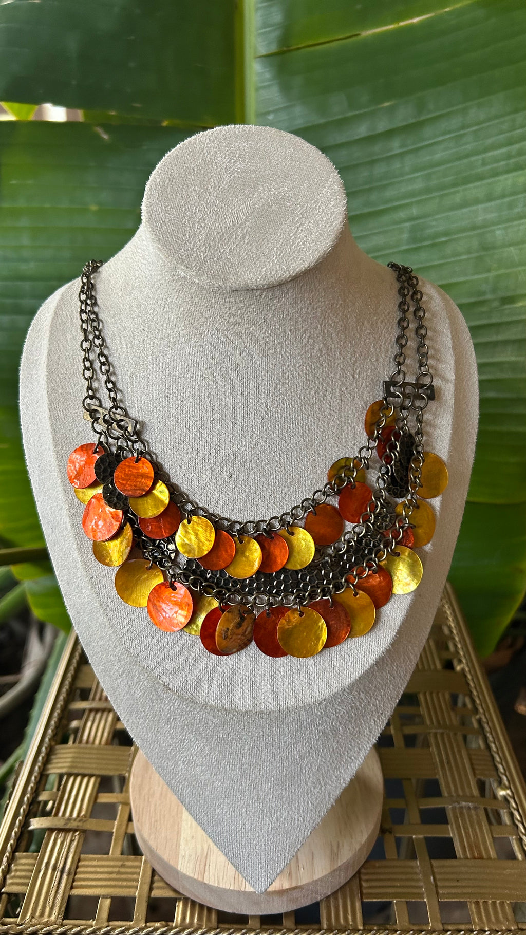 Wildflower ember Layered Disc Necklace