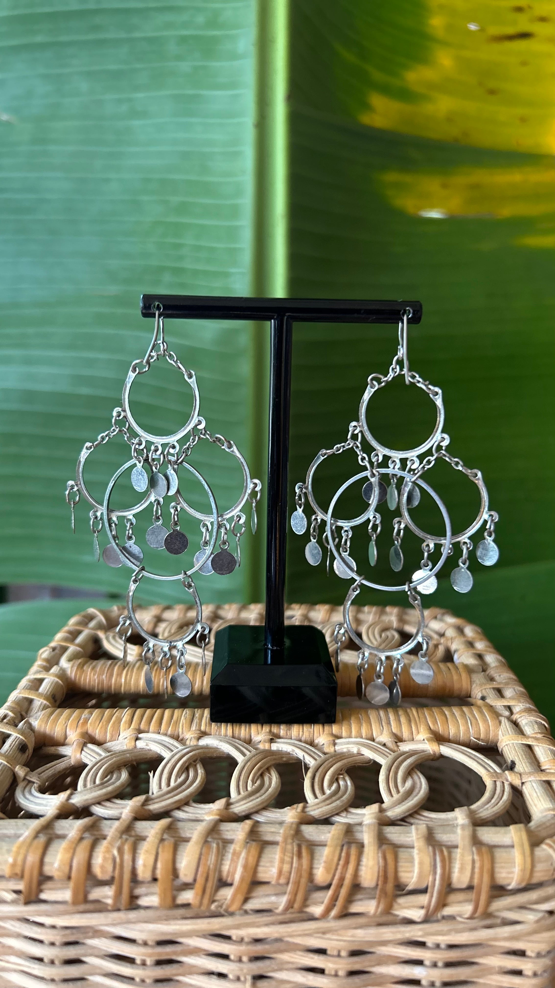 Silver chandelier dangle earrings